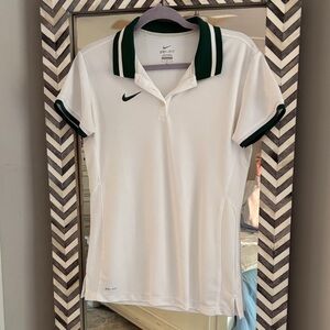 Nike Golf polo - White Polo with Dark Green Trim